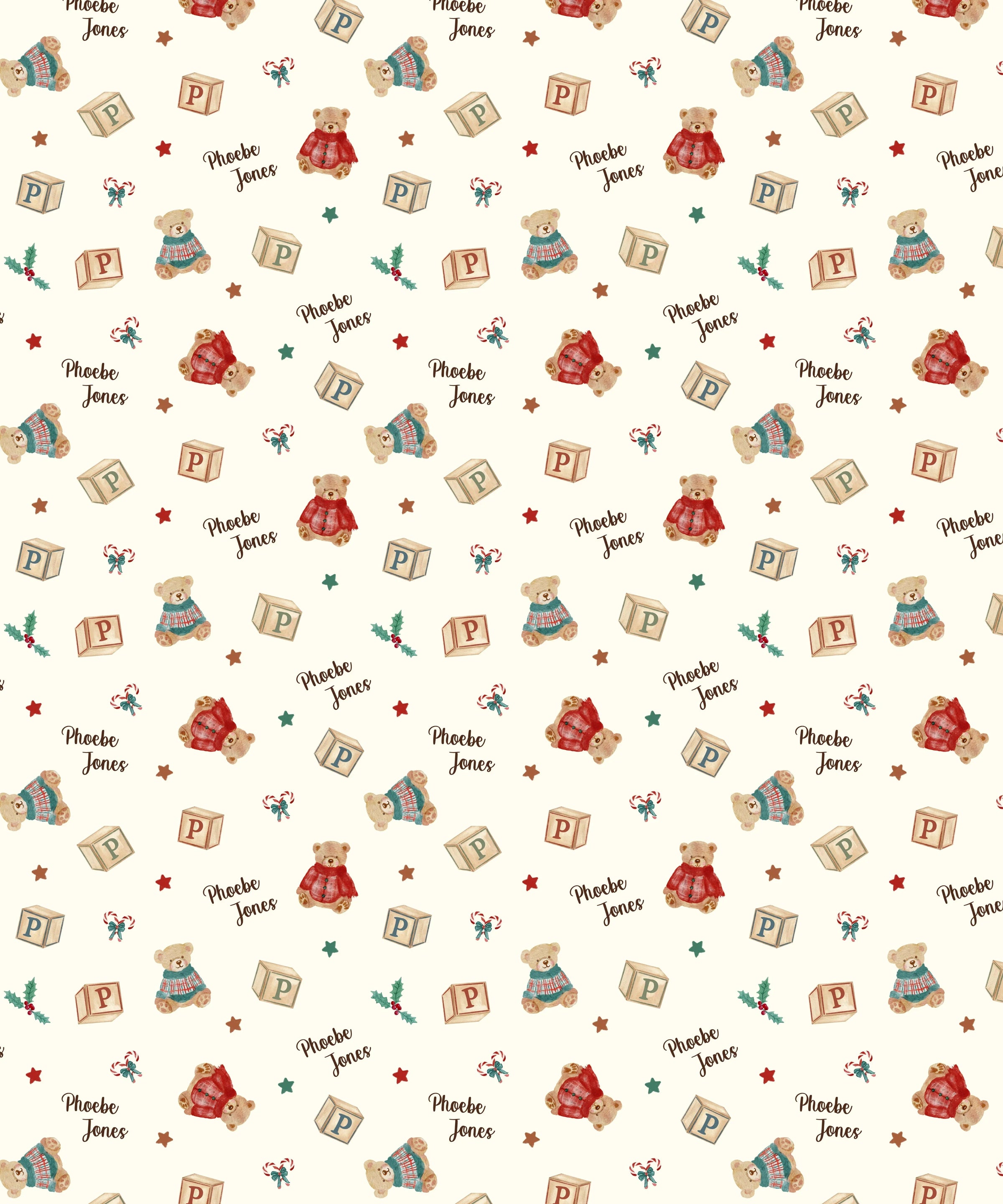 Custom Name Christmas Teddy Bear