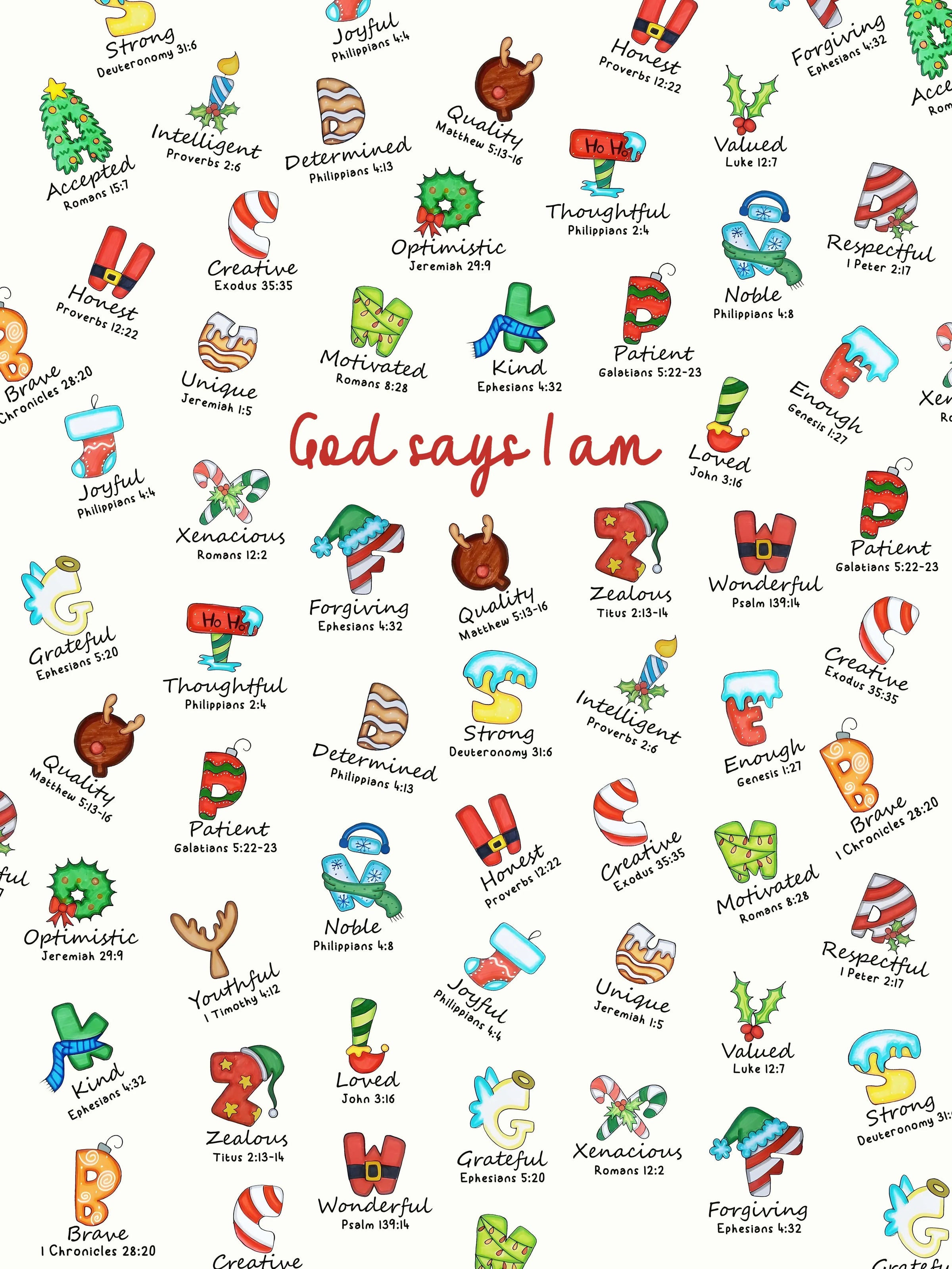 Christmas God Say I Am Alphabet