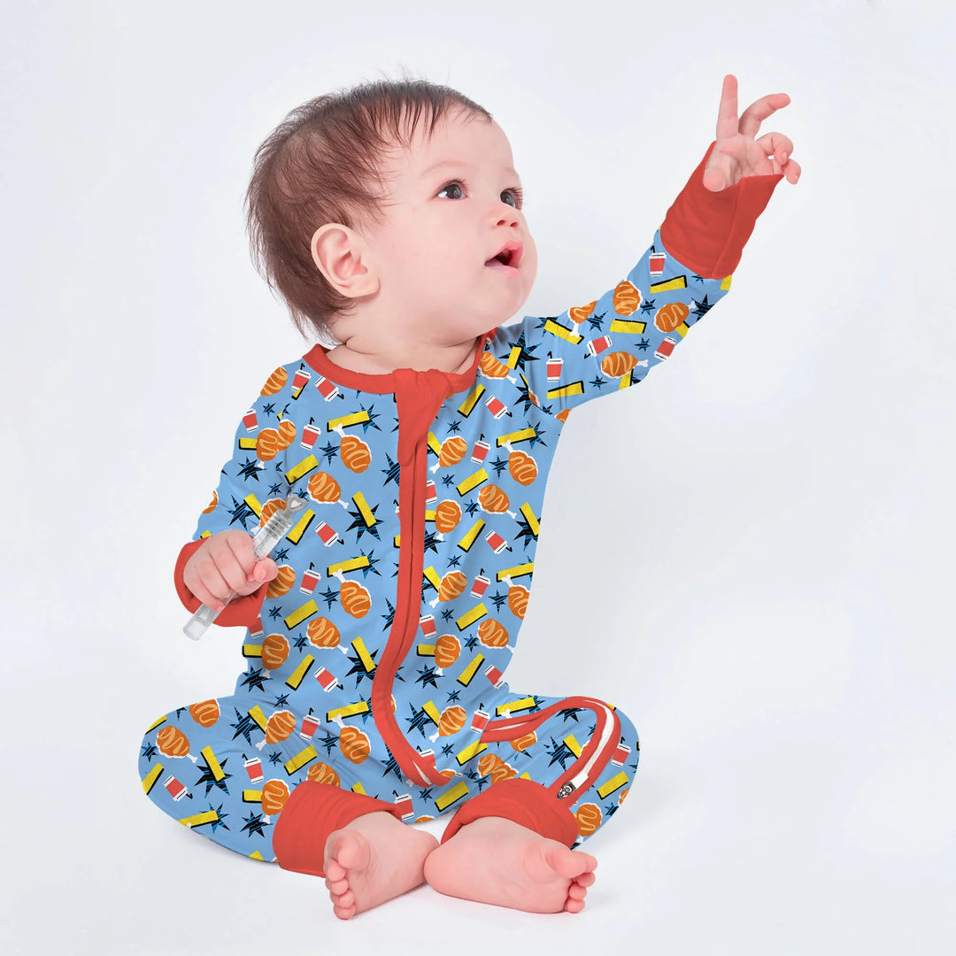 Fast Food Chicken Convertible Zippered Romper , Fast Food Chicken Convertible Zippered Romper - Newborn