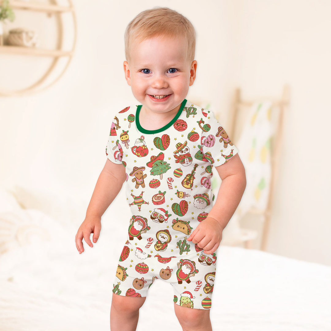 La Fiesta de Navidad Two Piece Short Sleeve Shorts Pajama Set