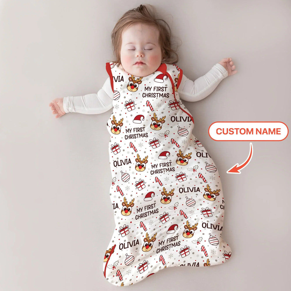 Custom Name Reindeer Doodle My First Christmas Sleep Bag , Custom Name Reindeer Doodle My First Christmas Sleep Bag - XS / 0.5 TOG