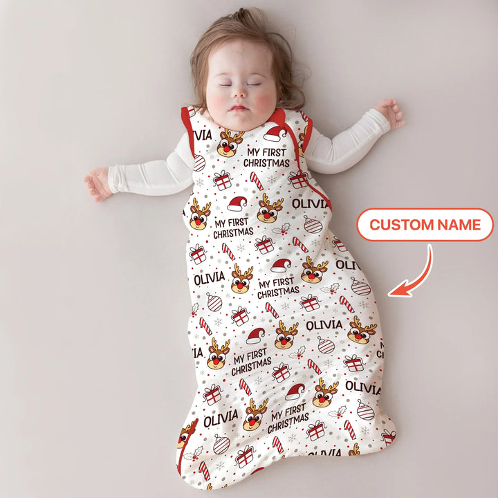Custom Name Reindeer Doodle My First Christmas Sleep Bag , Custom Name Reindeer Doodle My First Christmas Sleep Bag - XS / 0.5 TOG