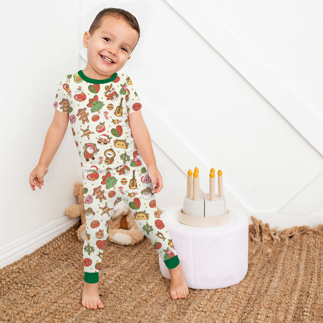 La Fiesta de Navidad Two Piece Short Sleeve Pajama Set