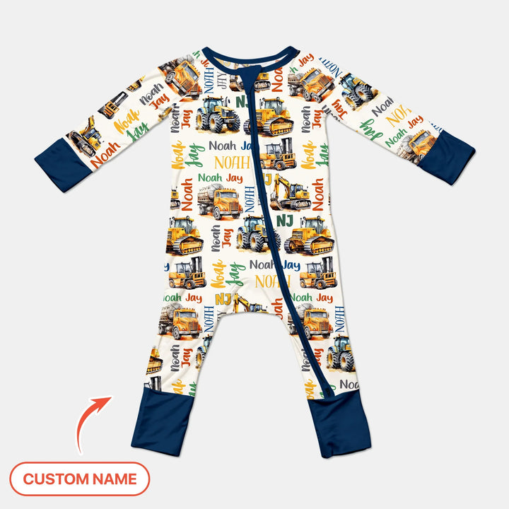 Custom Name Construction Trucks Convertible Zippy , Custom Name Construction Trucks Convertible Zippy - 0-3M