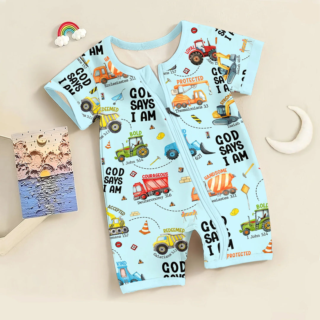 God Says I Am Shorty Zippy , God Says I Am Shorty Zippy - 0-3M / Blue