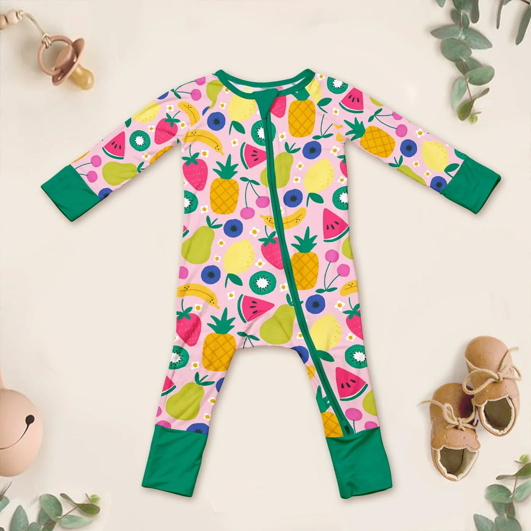 Summer Fruits Convertible Zippered Romper , Summer Fruits Convertible Zippered Romper - Newborn