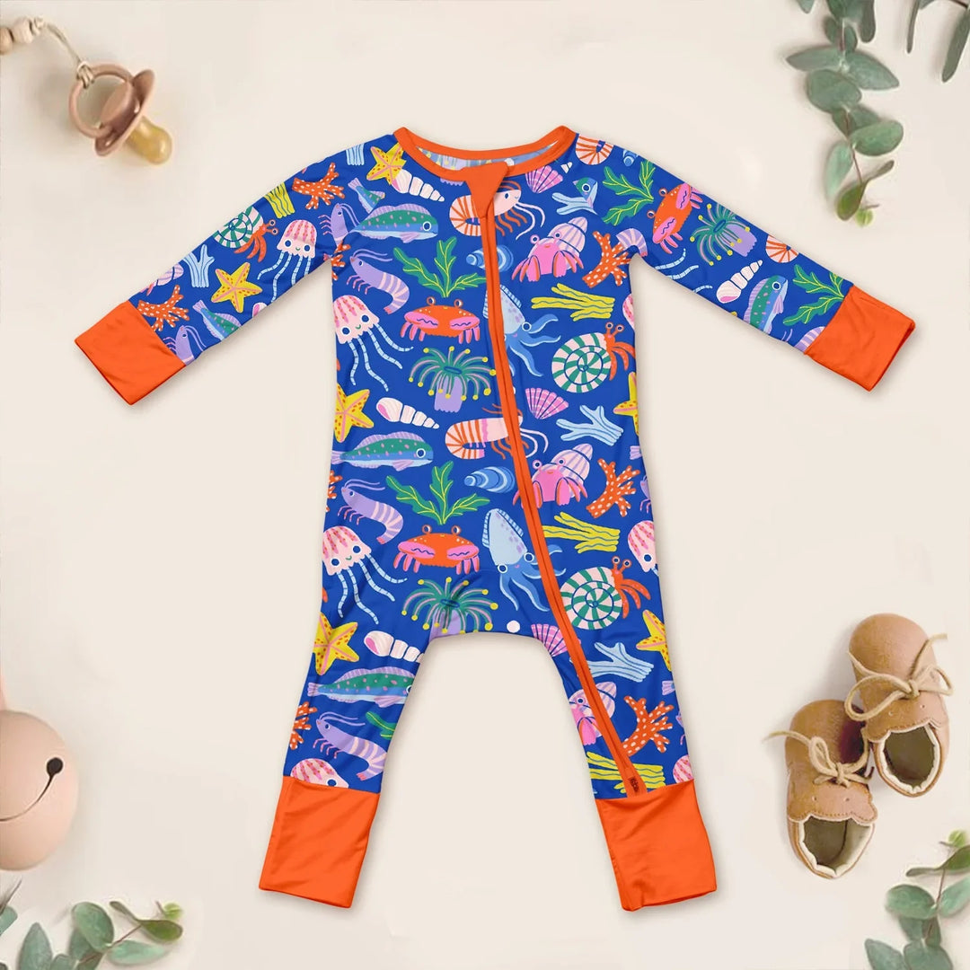 Under the Sea Convertible Zippered Romper , Under the Sea Convertible Zippered Romper - Newborn
