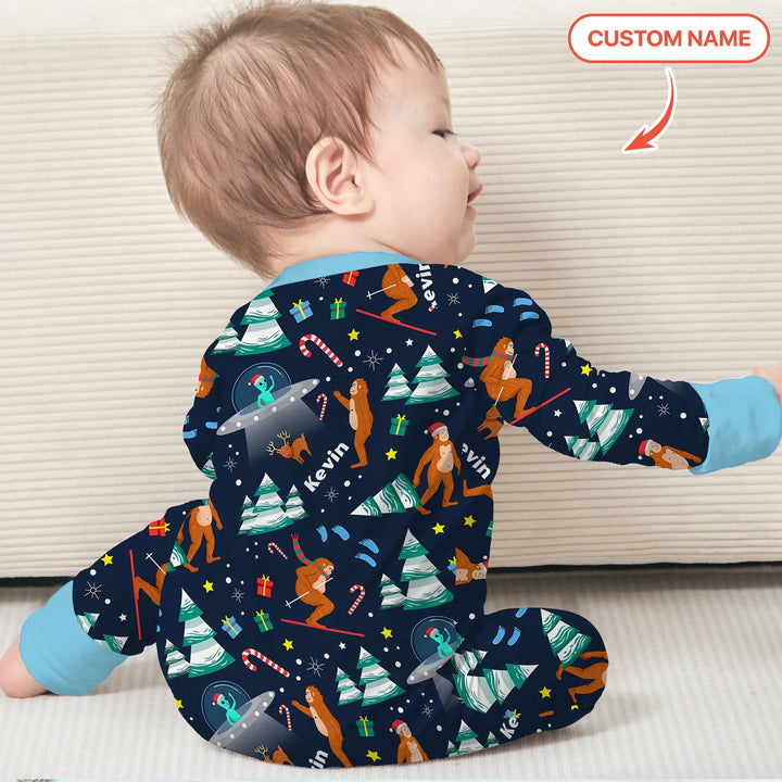 Christmas Bigfoot Custom Name Boy Convertible Zippy , Christmas Bigfoot Custom Name Boy Convertible Zippy - 0-3M