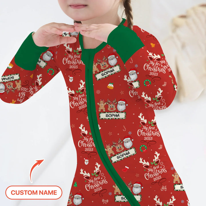 Custom Name "My Deer First's Christmas" For Girl - Convertible Zippy , Custom Name "My Deer First's Christmas" For Girl - Convertible Zippy - 0-3M