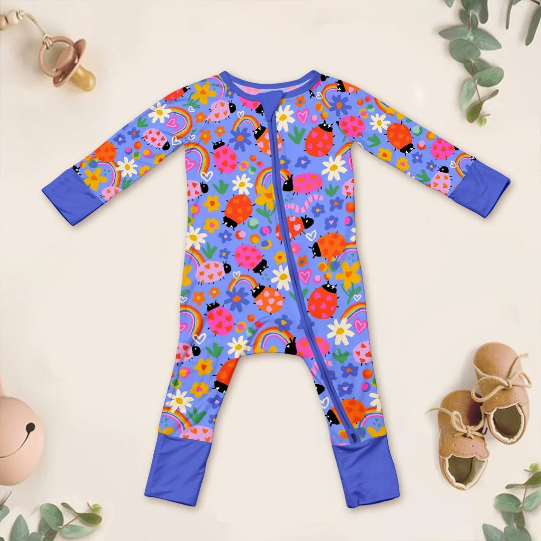 Lady Bugs Convertible Zippered Romper , Lady Bugs Convertible Zippered Romper - Newborn