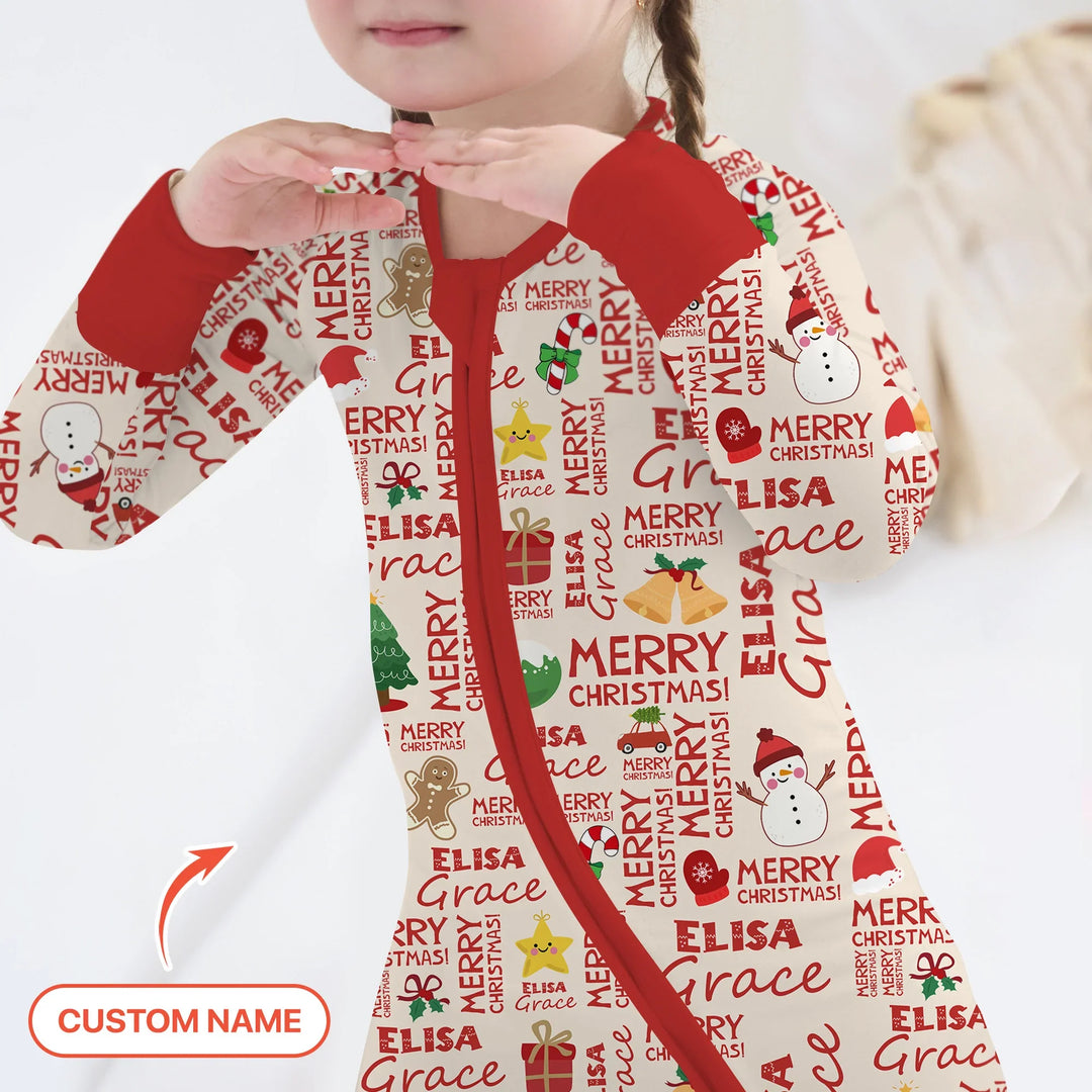 Custom Name Merry Christmas Convertible Zippy , Custom Name Merry Christmas Convertible Zippy - 0-3M