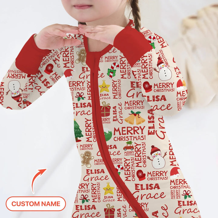 Custom Name Merry Christmas Convertible Zippy , Custom Name Merry Christmas Convertible Zippy - 0-3M