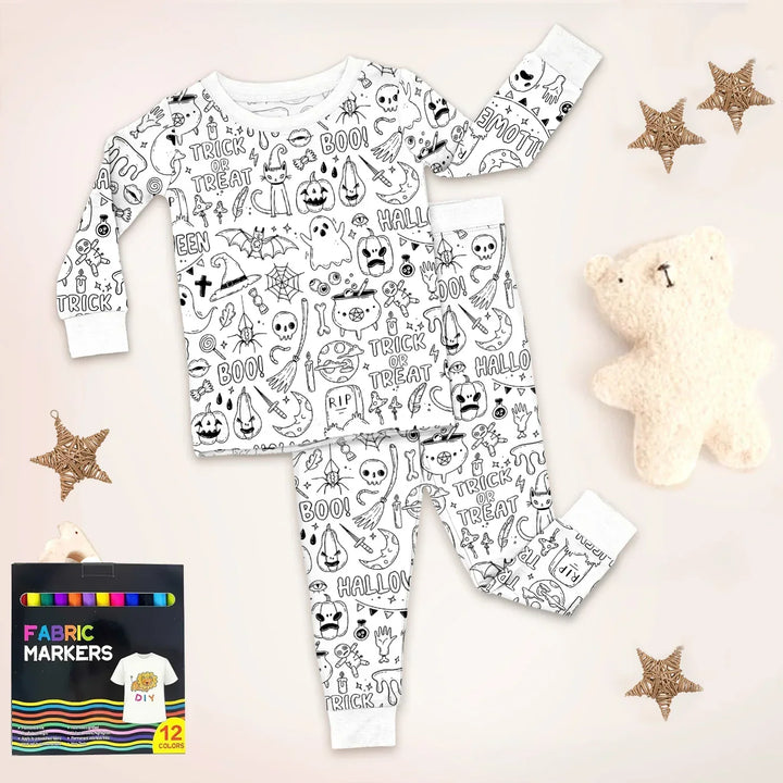All Colorable For Halloween Two Piece Long Sleeve Pajama Set , All Colorable For Halloween Two Piece Long Sleeve Pajama Set - Boo! Halloween / 3T