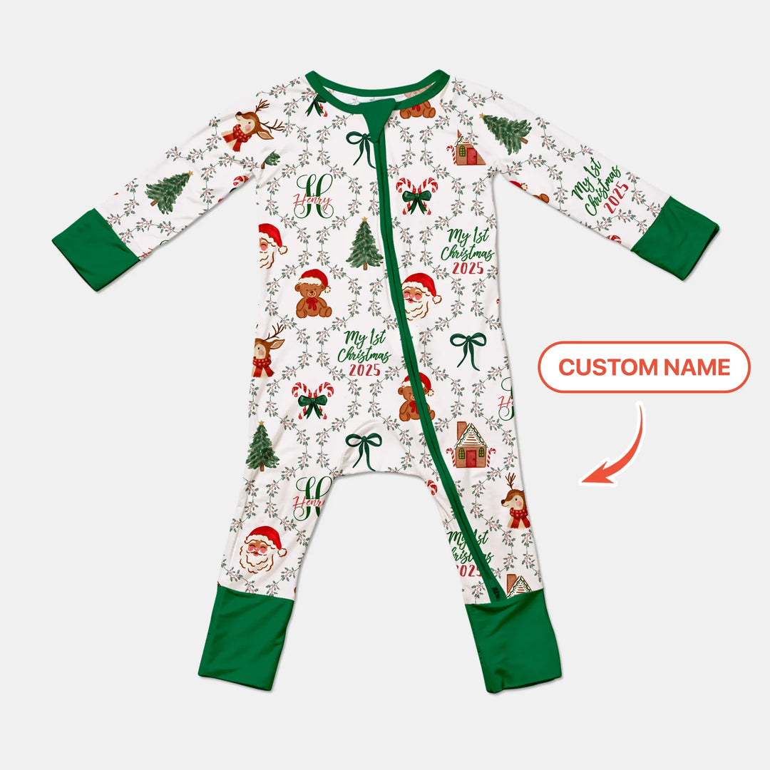 Custom name "Fancy Monogram Green Christmas 2025" Convertible Zippy , Custom name "Fancy Monogram Green Christmas 2025" Convertible Zippy - 0-3M