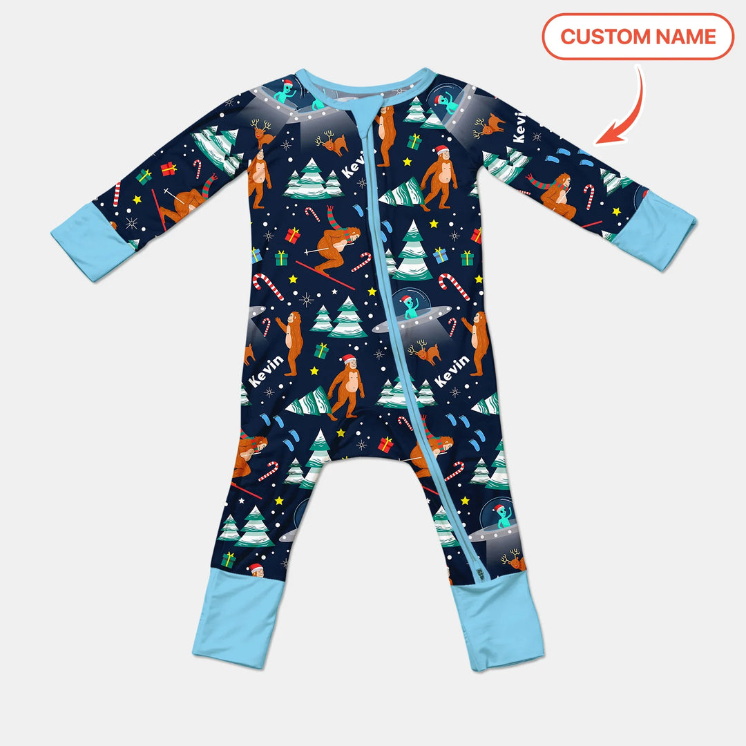 Christmas Bigfoot Custom Name Boy Convertible Zippy , Christmas Bigfoot Custom Name Boy Convertible Zippy - 0-3M