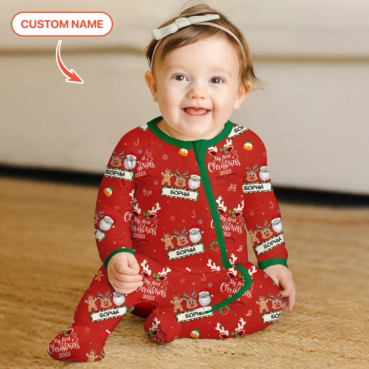 Custom Name "My Deer First's Christmas" For Girl - Convertible Zippy , Custom Name "My Deer First's Christmas" For Girl - Convertible Zippy - 0-3M