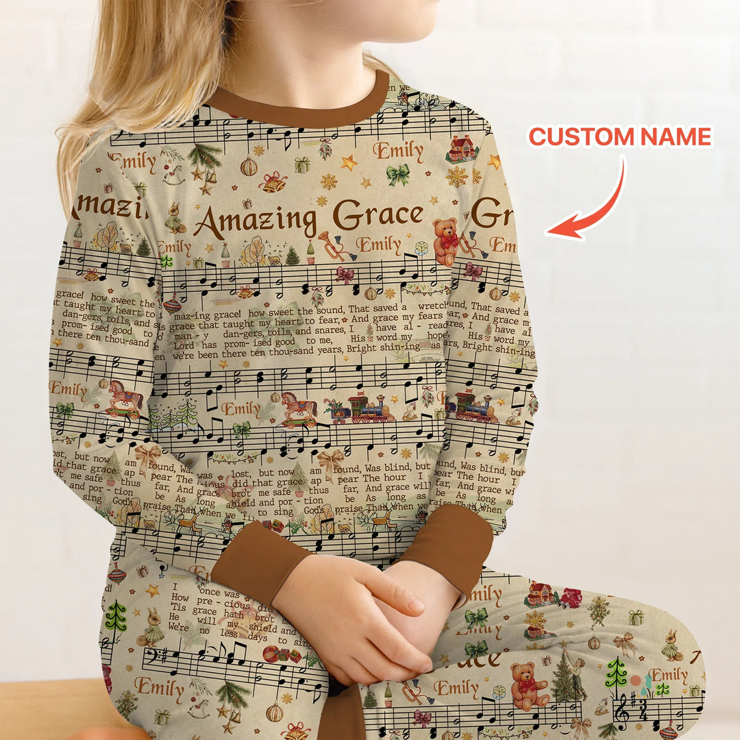 Amazing Grace Custom Name Two Piece Long Sleeve Pajama Set