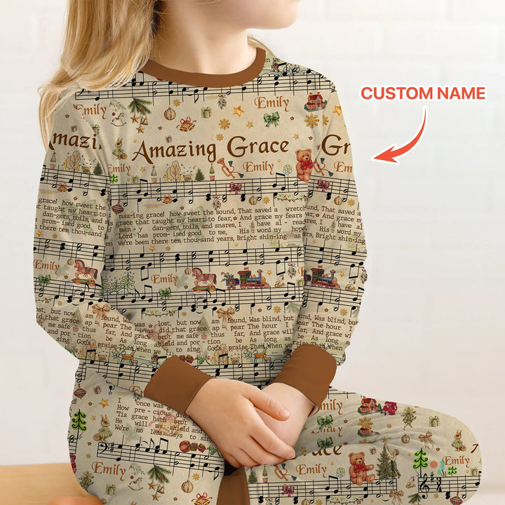 Amazing Grace Custom Name Two Piece Long Sleeve Pajama Set