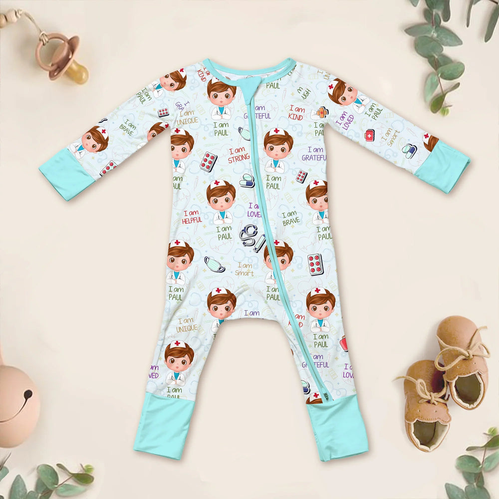 Personalized Dream Jobs Convertible Zippered Romper - Doctor , Personalized Dream Jobs Convertible Zippered Romper - Doctor - 0-3M