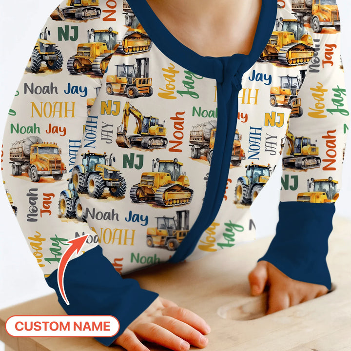 Custom Name Construction Trucks Convertible Zippy , Custom Name Construction Trucks Convertible Zippy - 0-3M