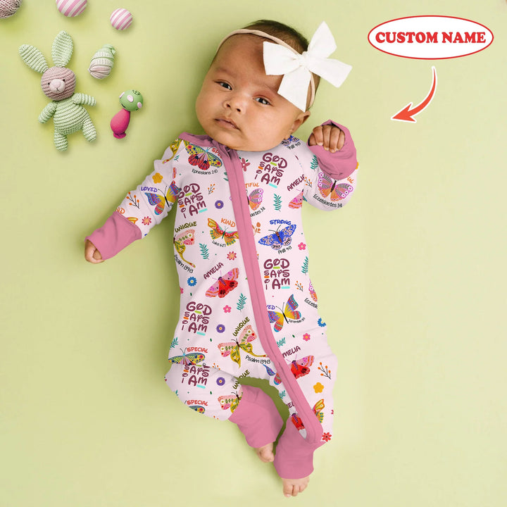 Custom Name God says I am Butterfly Convertible Zippy , Custom Name God says I am Butterfly Convertible Zippy - 0-3M