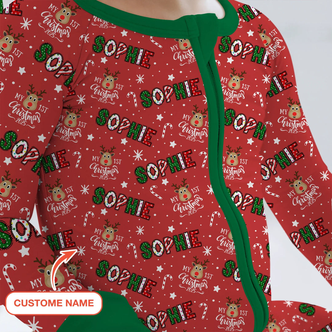 Custom Name "My First Christmas 2025" Convertible Zippy , Custom Name "My First Christmas 2025" Convertible Zippy - 0-3M