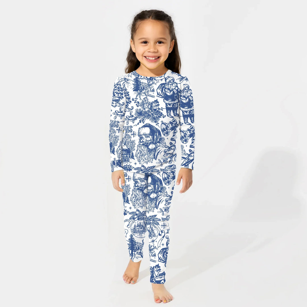 Family Christmas Chinoiserie Pajama Two Piece Long Sleeve Pajama Set , Family Christmas Chinoiserie Pajama Two Piece Long Sleeve Pajama Set - 12-18M