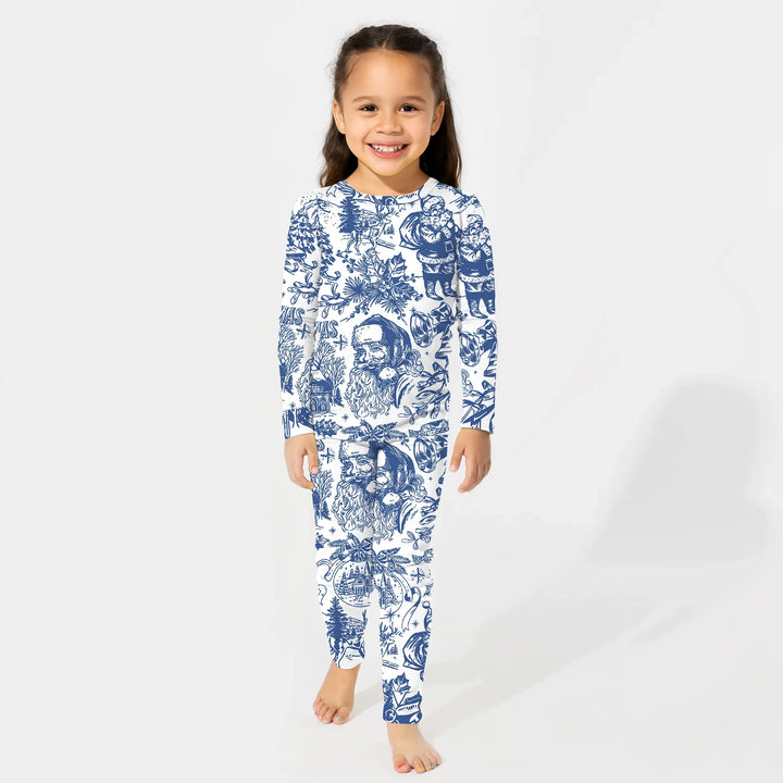 Family Christmas Chinoiserie Pajama Two Piece Long Sleeve Pajama Set , Family Christmas Chinoiserie Pajama Two Piece Long Sleeve Pajama Set - 12-18M