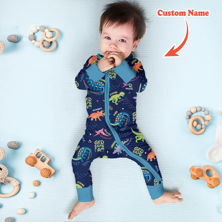 Custom Name God says I am Dinosaur Convertible Zippy , Custom Name God says I am Dinosaur Convertible Zippy - 0-3M