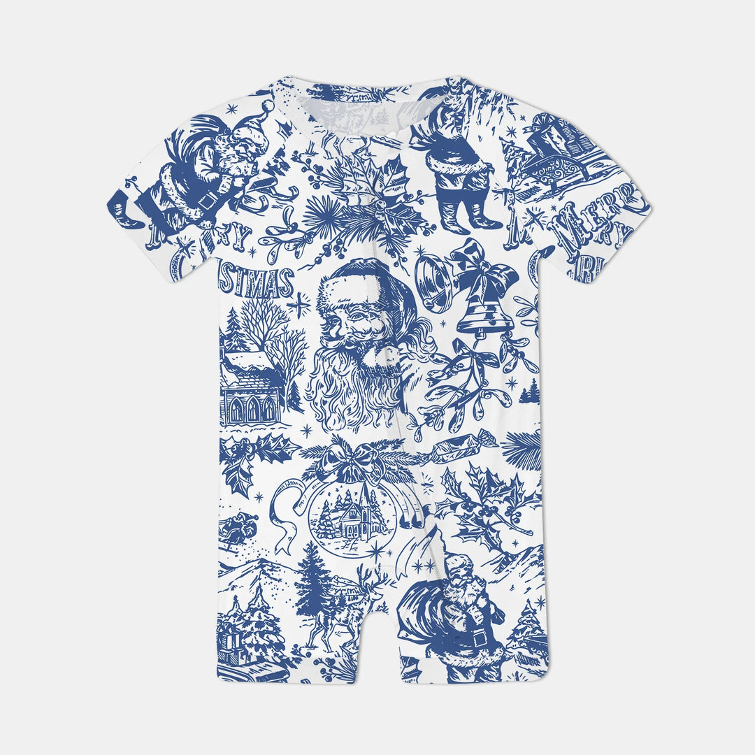 Family Christmas Chinoiserie Pajama Shorty Zippy , Family Christmas Chinoiserie Pajama Shorty Zippy - 0-3M