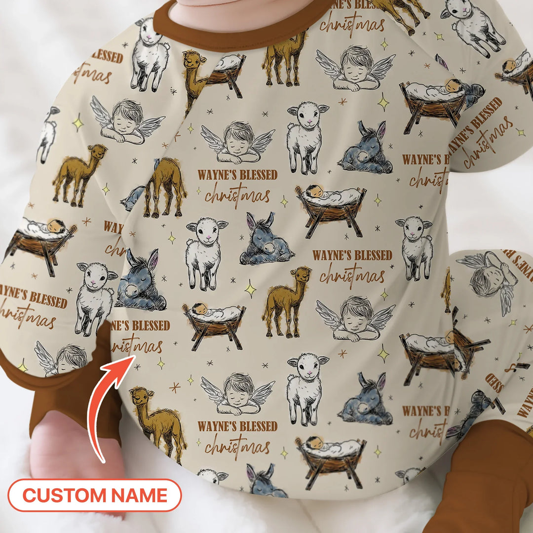 Custom Name Baby Blessed Christmas Convertible Zippy , Custom Name Baby Blessed Christmas Convertible Zippy - 0-3M