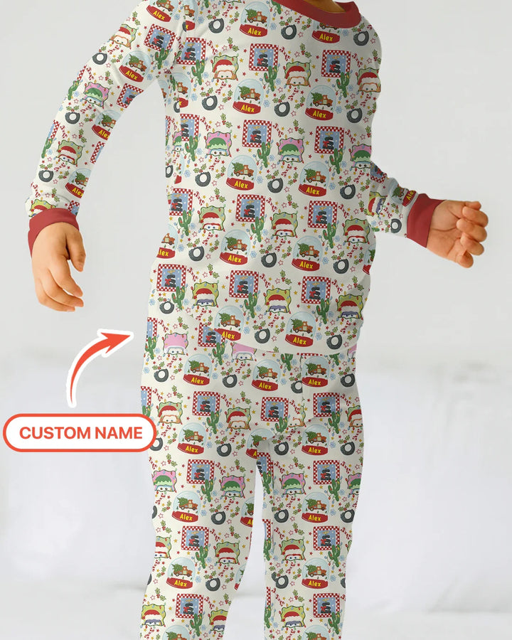 Zweiteiliges Langarm-Pyjama-Set mit Sommerfrüchten