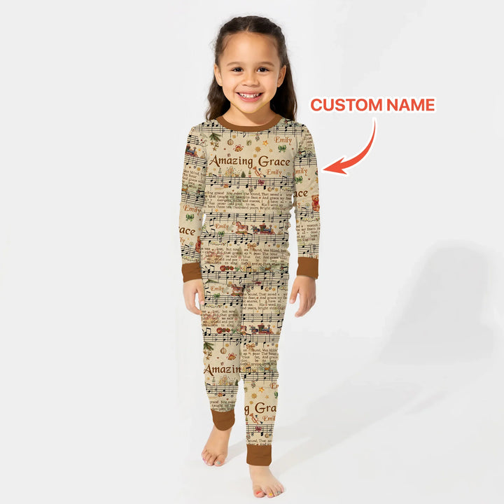 Amazing Grace Custom Name Two Piece Long Sleeve Pajama Set