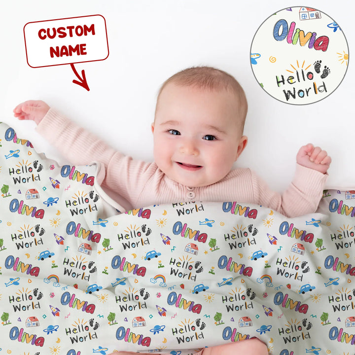 Custom Name "Hello World" - Toddler Blanket , Custom Name "Hello World" - Toddler Blanket - Default Title