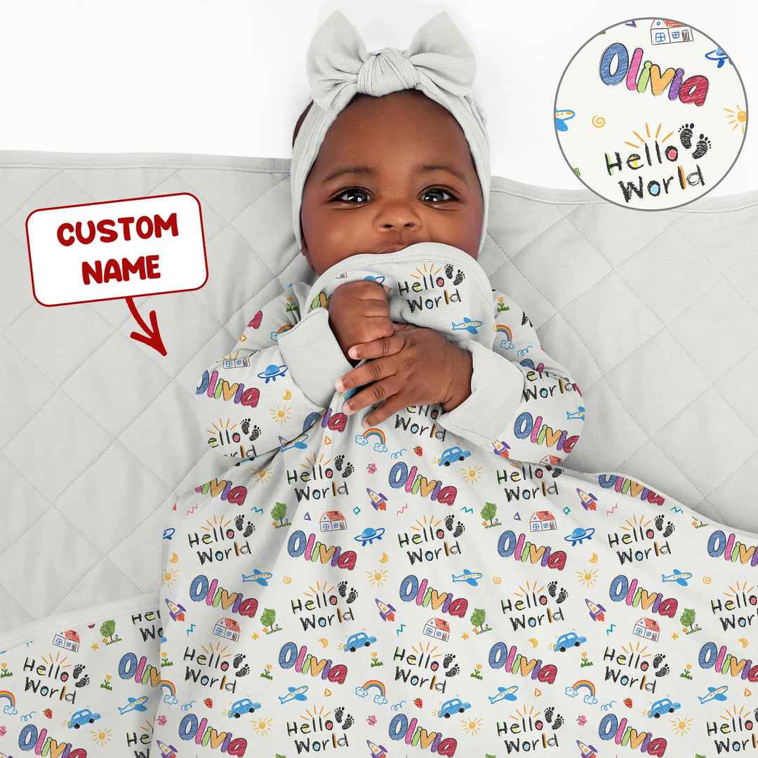Custom Name "Hello World" - Toddler Blanket , Custom Name "Hello World" - Toddler Blanket - Default Title