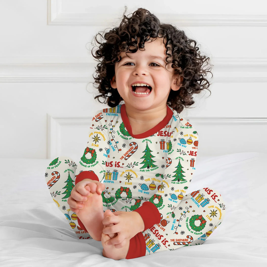 Jesus Is The Reason For The Season Two Piece Long Sleeve Pajama Set , Jesus Is The Reason For The Season Two Piece Long Sleeve Pajama Set - 12-18M