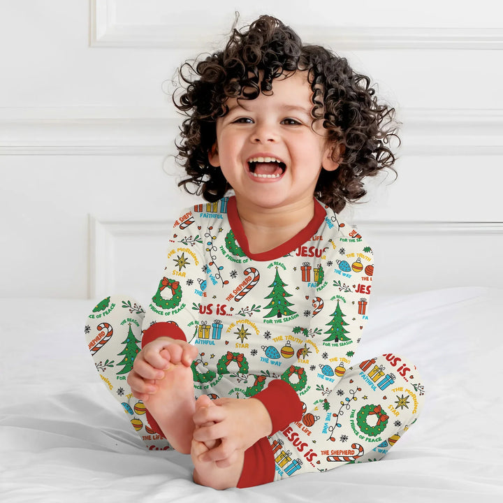 Jesus Is The Reason For The Season Two Piece Long Sleeve Pajama Set , Jesus Is The Reason For The Season Two Piece Long Sleeve Pajama Set - 12-18M