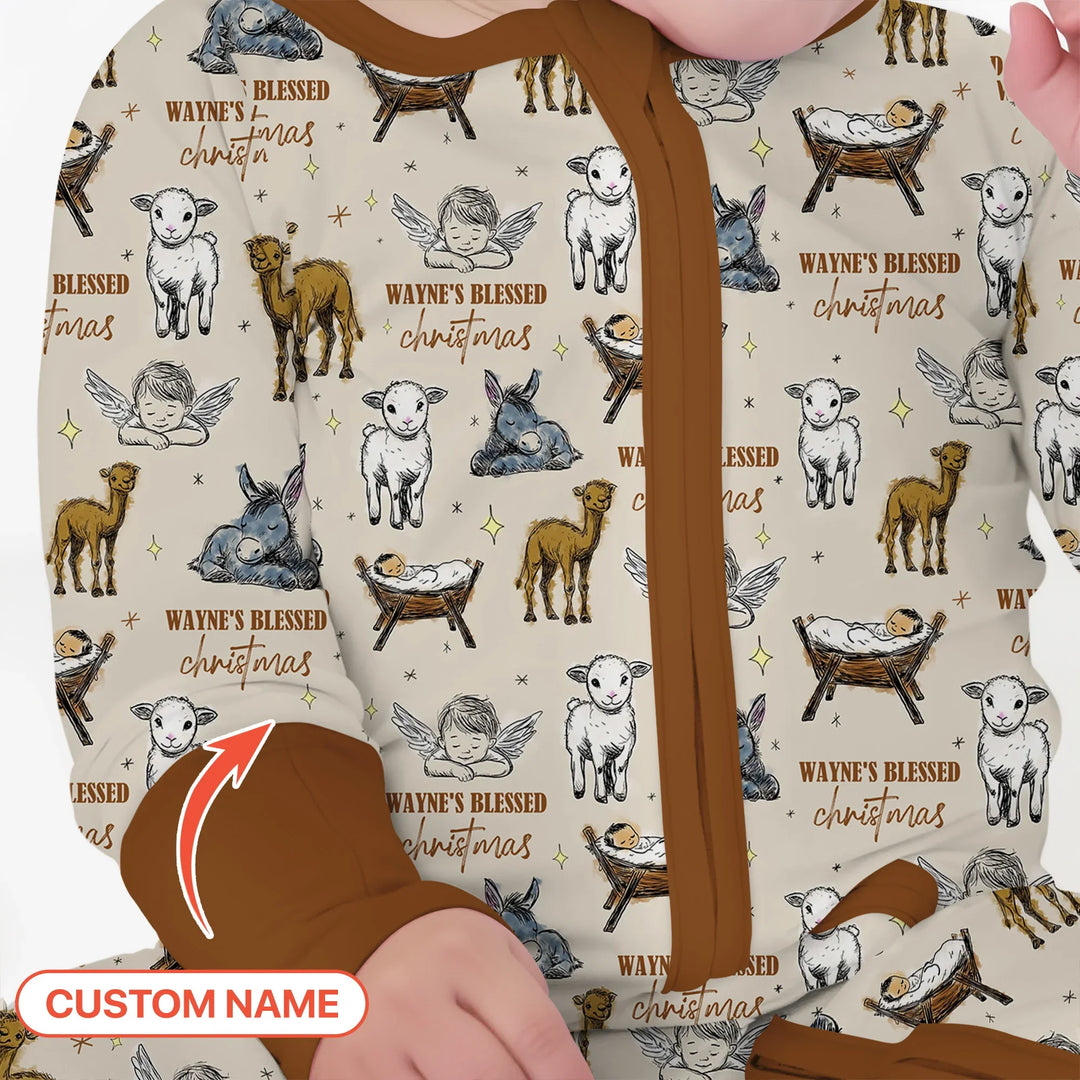 Custom Name Baby Blessed Christmas Convertible Zippy , Custom Name Baby Blessed Christmas Convertible Zippy - 0-3M