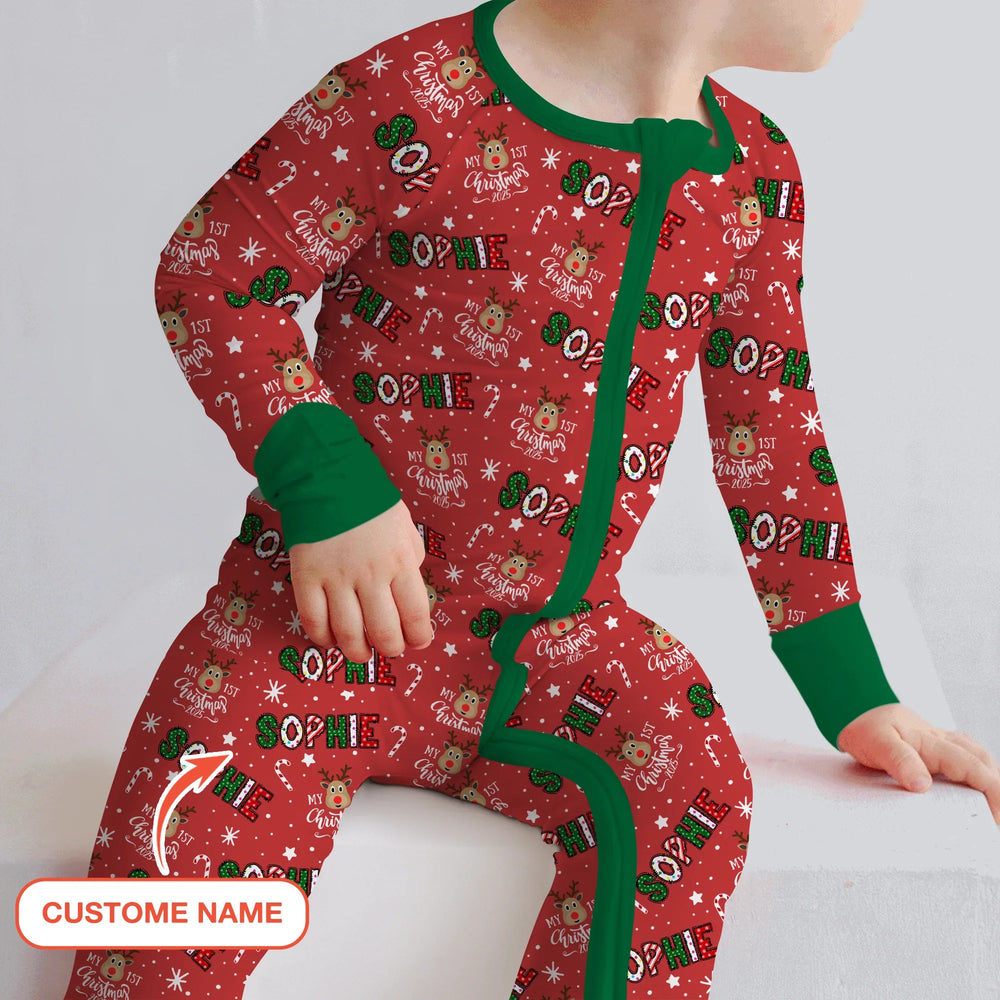 Custom Name "My First Christmas 2025" Convertible Zippy , Custom Name "My First Christmas 2025" Convertible Zippy - 0-3M