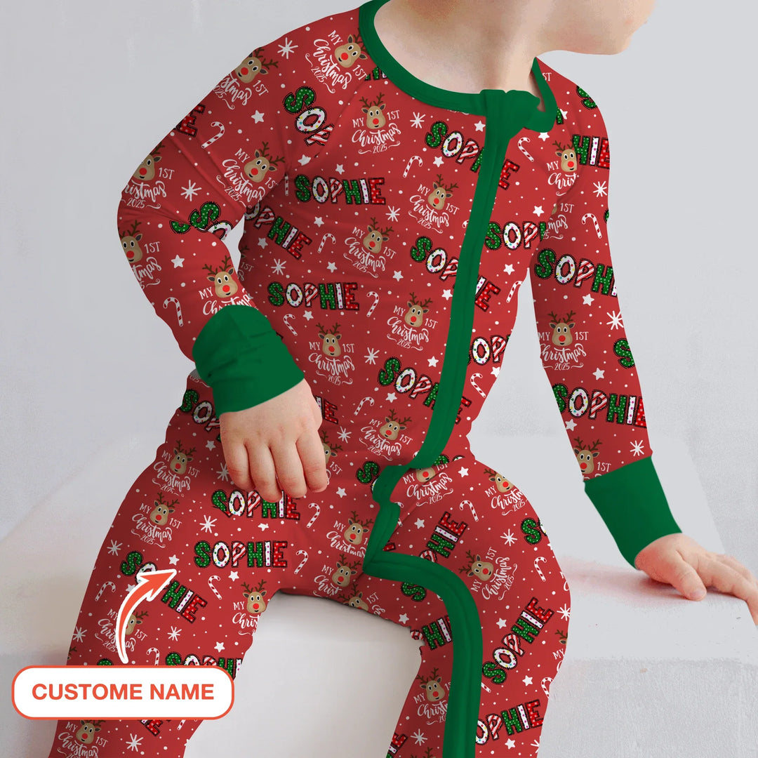 Custom Name "My First Christmas 2025" Convertible Zippy , Custom Name "My First Christmas 2025" Convertible Zippy - 0-3M