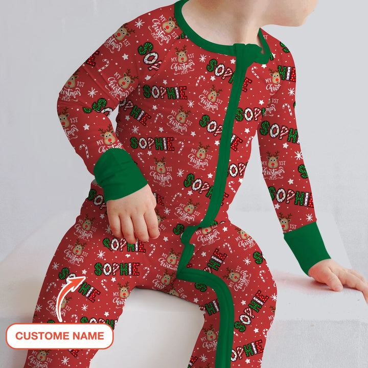 Custom Name "My First Christmas 2025" Convertible Zippy , Custom Name "My First Christmas 2025" Convertible Zippy - 0-3M