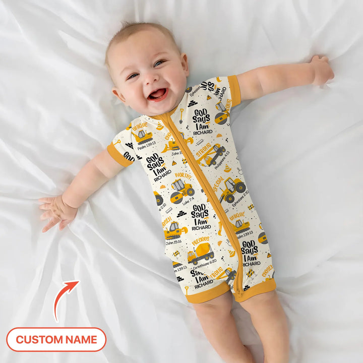 God Says I Am Custom Name Boy Shorty Zippy , God Says I Am Custom Name Boy Shorty Zippy - 0-3M