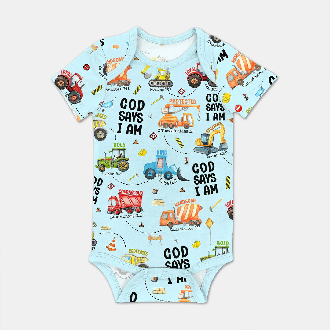 God Says I Am Boy BodySuit , God Says I Am Boy BodySuit - Blue / Short Sleeve / Newborn