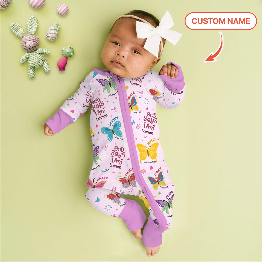 God Says I Am Custom Name Girl Convertible Zippy , God Says I Am Custom Name Girl Convertible Zippy - 0-3M