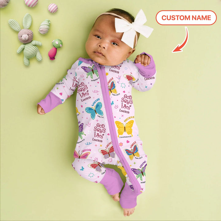 God Says I Am Custom Name Girl Convertible Zippy , God Says I Am Custom Name Girl Convertible Zippy - 0-3M