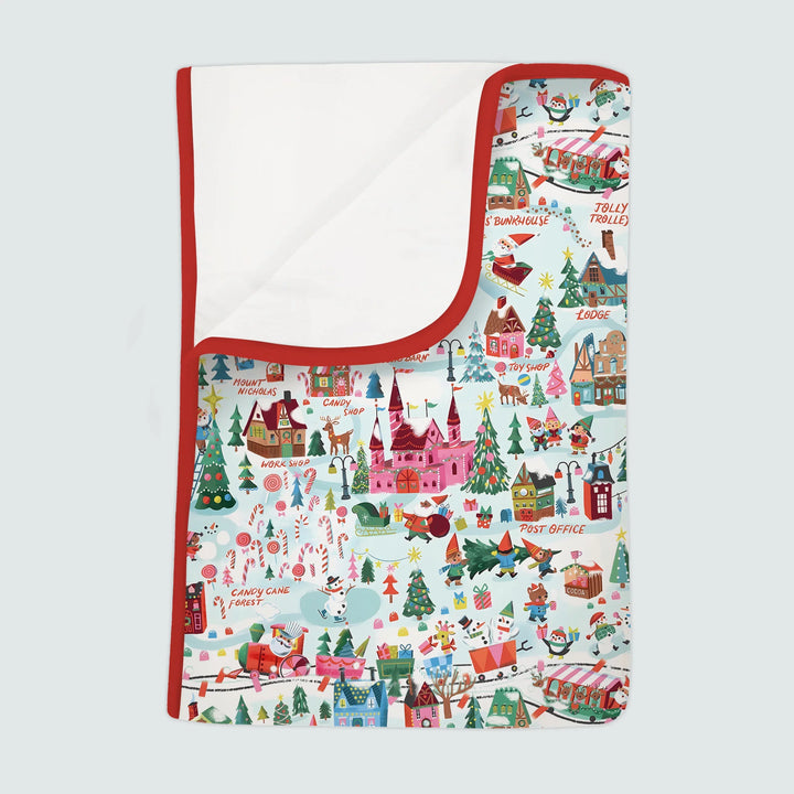 Santa's City Maps Toddler Blanket , Santa's City Maps Toddler Blanket - Red