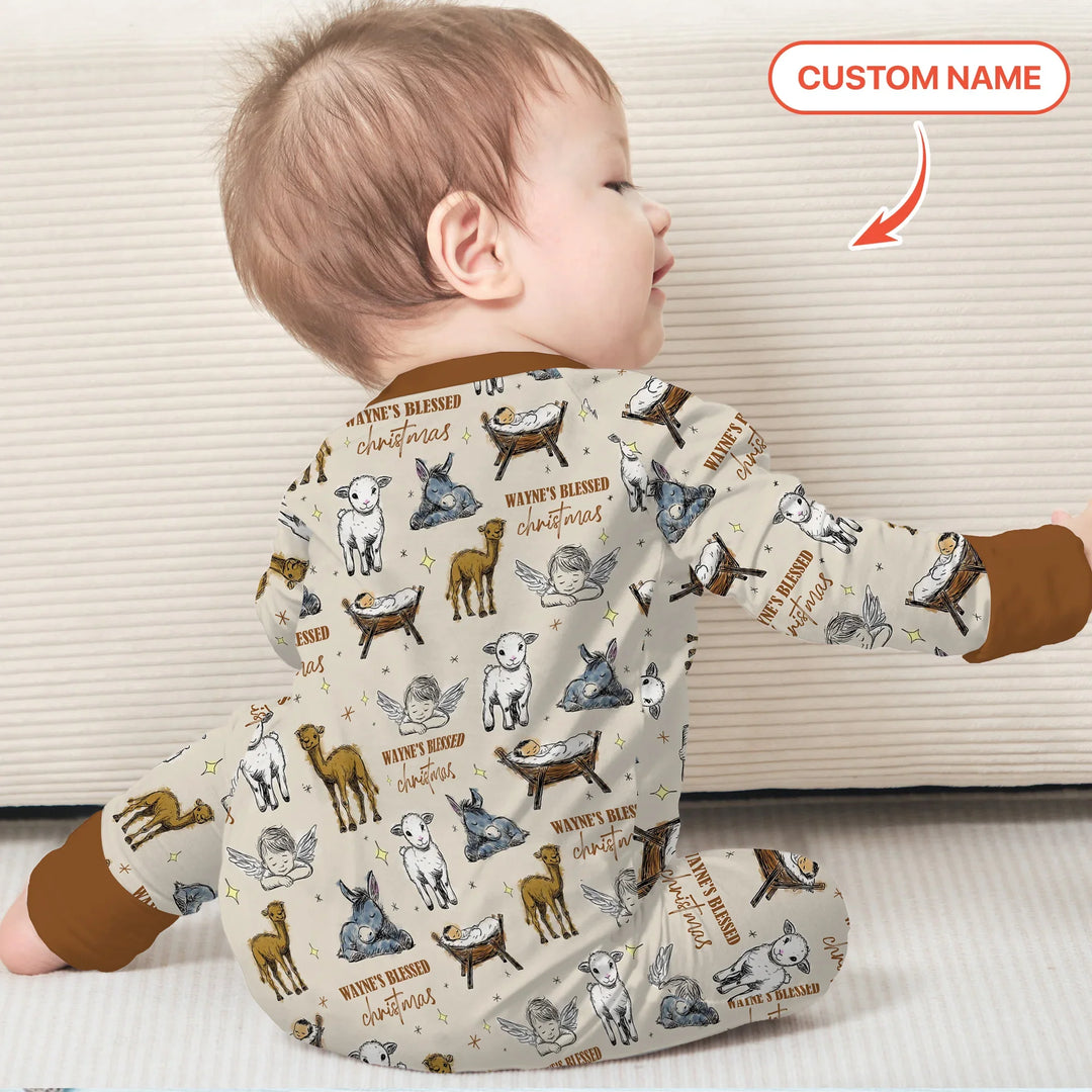 Custom Name Baby Blessed Christmas Convertible Zippy , Custom Name Baby Blessed Christmas Convertible Zippy - 0-3M