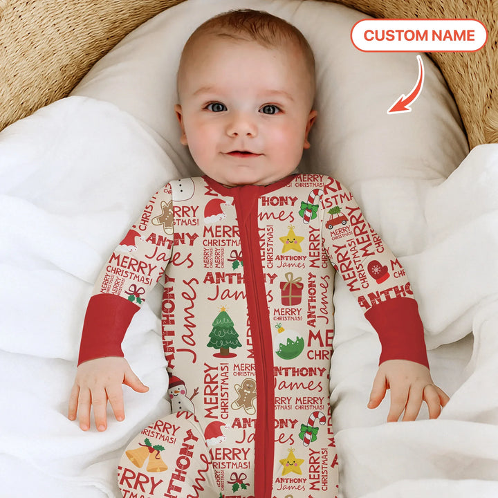 Custom Name Merry Christmas Convertible Zippy , Custom Name Merry Christmas Convertible Zippy - 0-3M