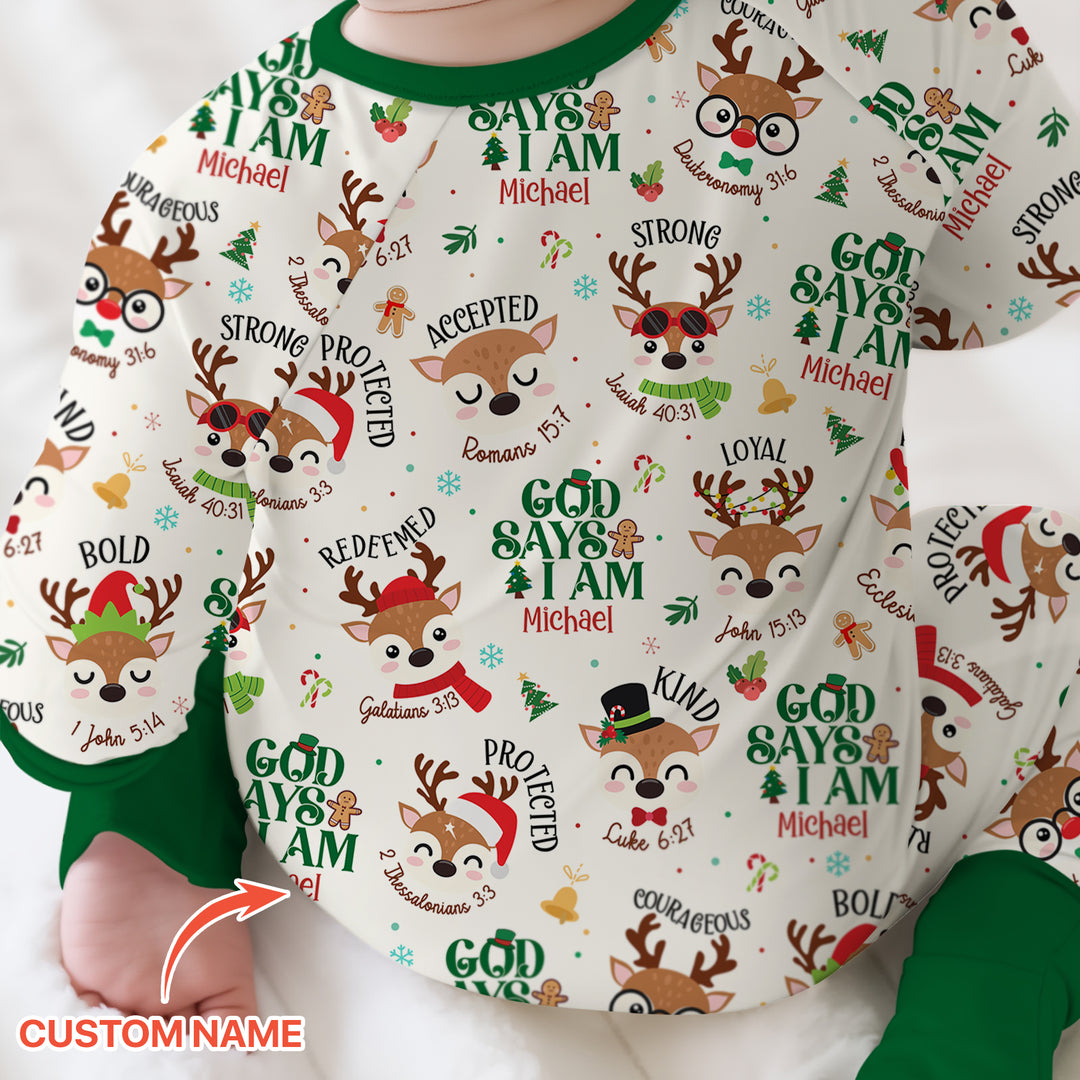 Santa’s Reindeer God Says I Am Custom Name Convertible Zippy