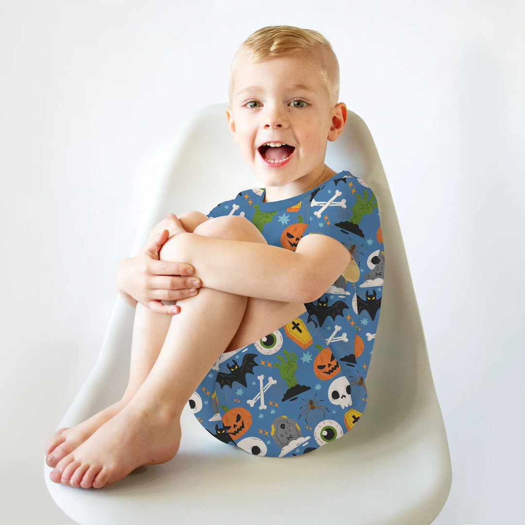 Little Monsters Two Piece Short Sleeve Shorts Pajama Set For Halloween , Little Monsters Two Piece Short Sleeve Shorts Pajama Set For Halloween - 12-18M